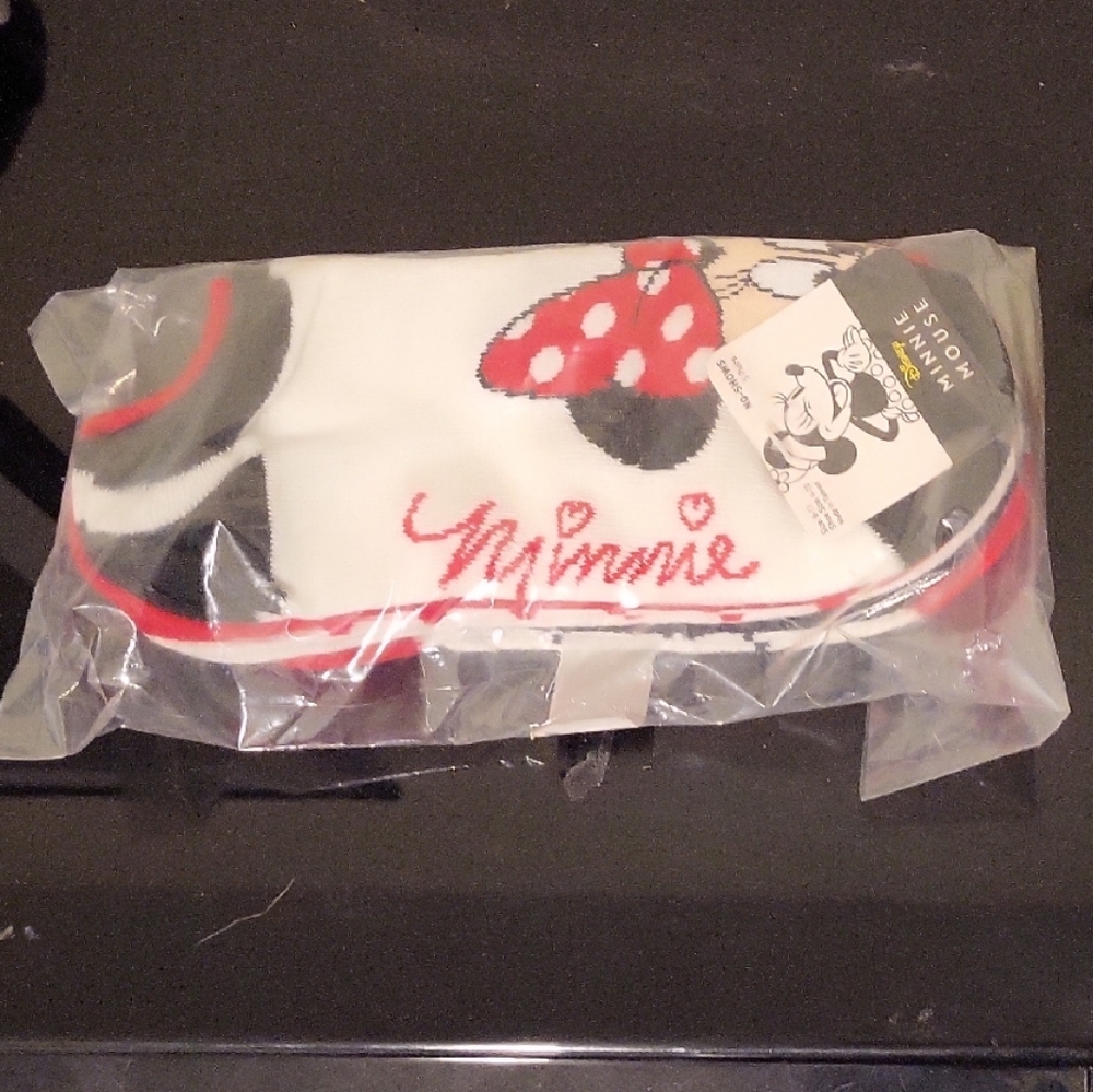 Disney Minnie Mouse White and Red Socks, No Show 9-11